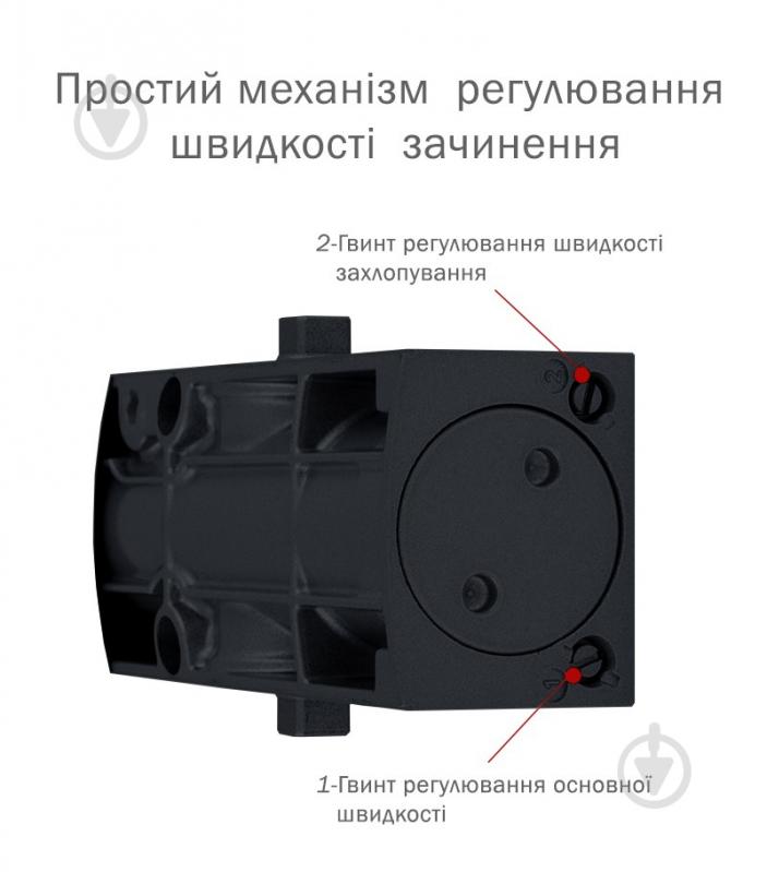 Доводчик дверной RYOBI D-1200T SLD_HO с фиксацией серый антрацит 40 кг - фото 3