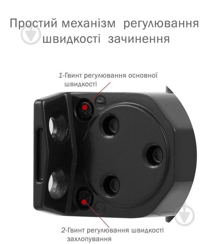 Доводчик дверной RYOBI DS-2055V BC STD_HO с фиксацией и ветровым тормозом черный 100 кг - фото 3