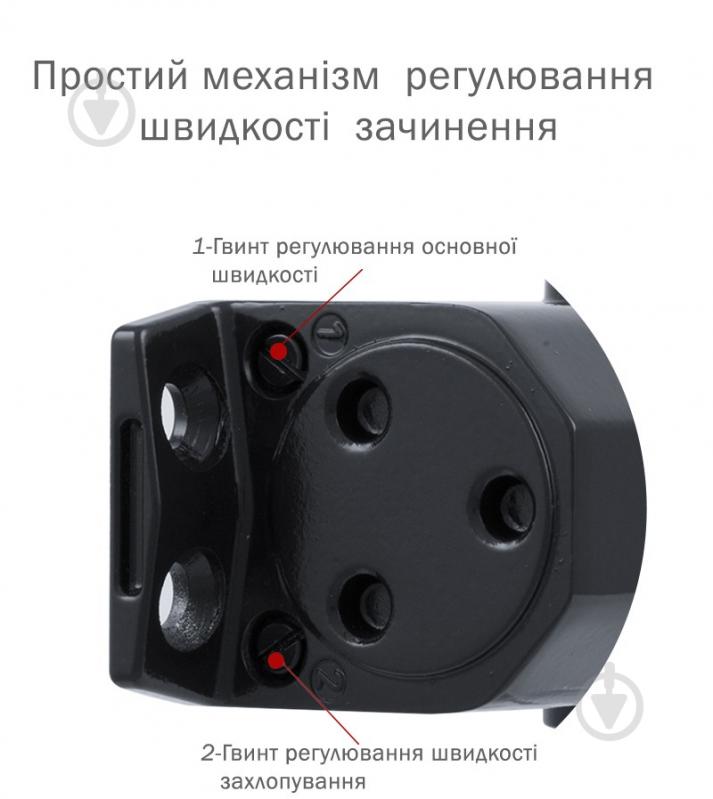 Доводчик дверной RYOBI DS-2055V BC STD_HO с фиксацией и ветровым тормозом серый антрацит 100 кг - фото 4