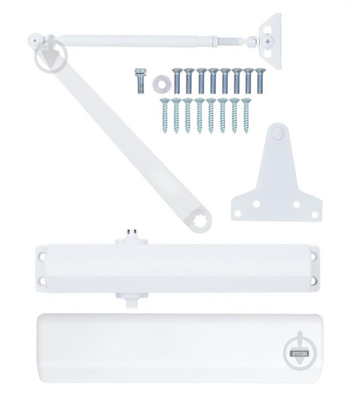 Доводчик дверний RYOBI D-3550 BC/DA UNIV з вітровим гальмом і гальмом закривання білий 100 кг - фото 8