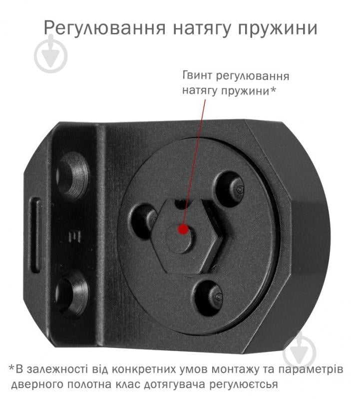 Доводчик дверний RYOBI DS-3550P BC/DA PRL_HO з фіксацією, вітровим гальмом, гальмом закривання чорний 100 кг - фото 4