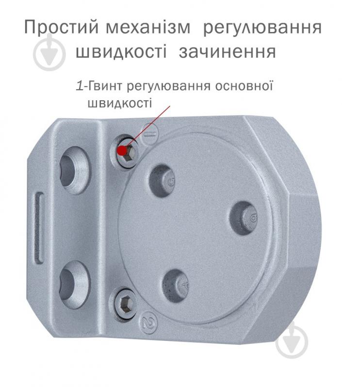 Доводчик дверний RYOBI DS-3550P BC/DA PRL_HO з фіксацією, вітровим гальмом, гальмом закривання сірий 100 кг - фото 3