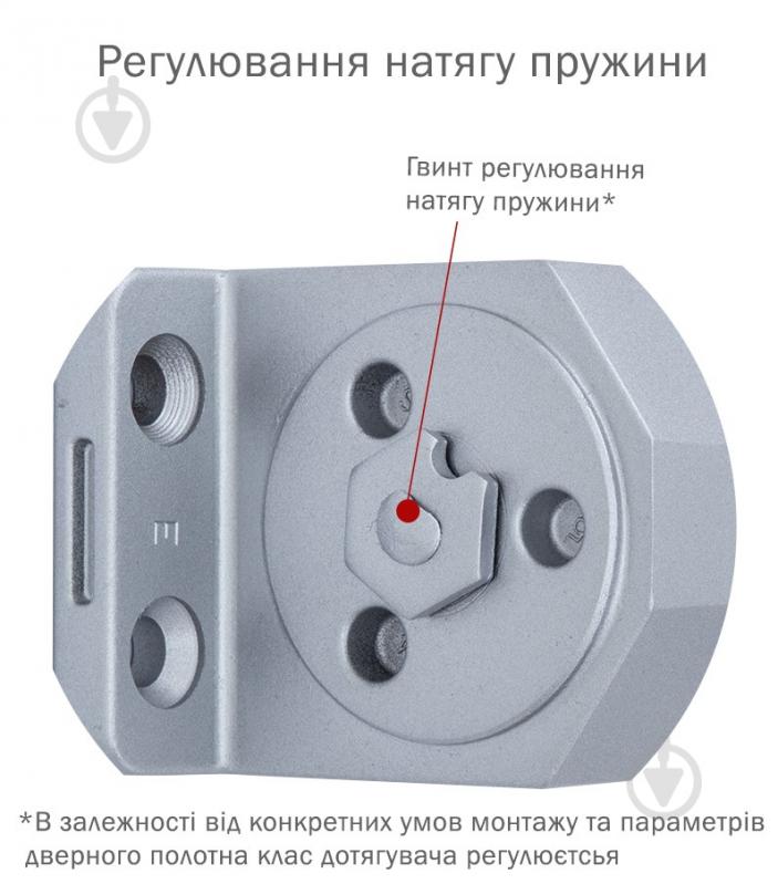 Доводчик дверний RYOBI DS-3550P BC/DA PRL_HO з фіксацією, вітровим гальмом, гальмом закривання сірий 100 кг - фото 4