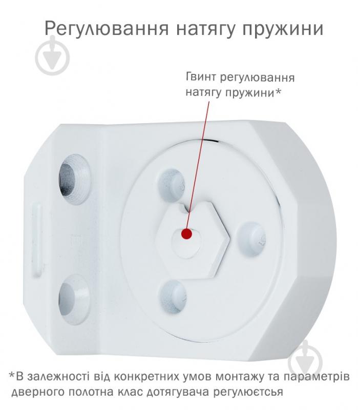 Доводчик дверний RYOBI DS-3550P BC/DA PRL_HO з фіксацією, вітровим гальмом, гальмом закривання білий 100 кг - фото 5