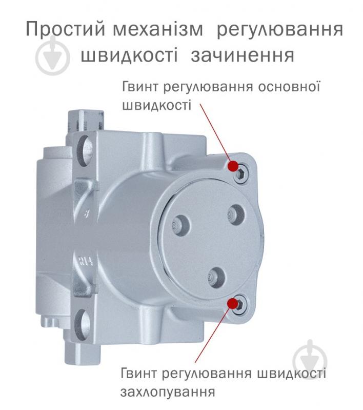 Доводчик дверной RYOBI D-4550 BC/DA UNIV с ветровым тормозом и тормозом закрывания серый 200 кг - фото 4