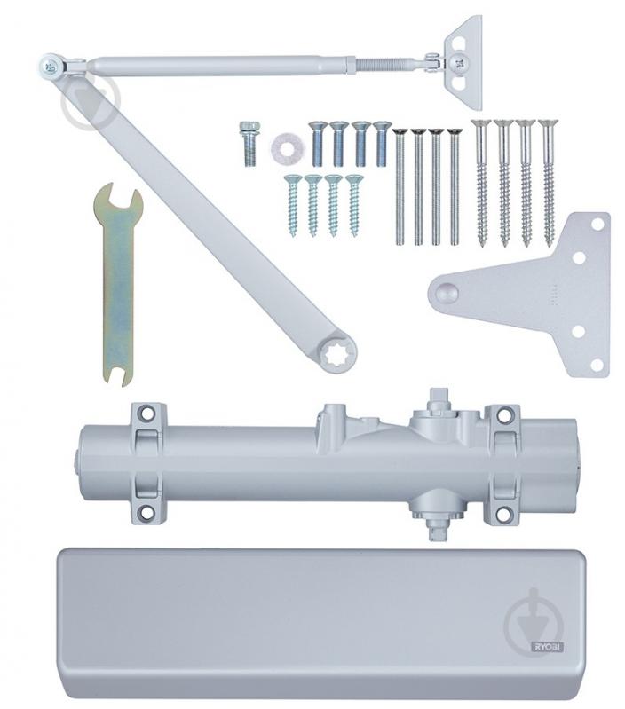 Доводчик дверной RYOBI D-4550 BC/DA UNIV с ветровым тормозом и тормозом закрывания серый 200 кг - фото 6