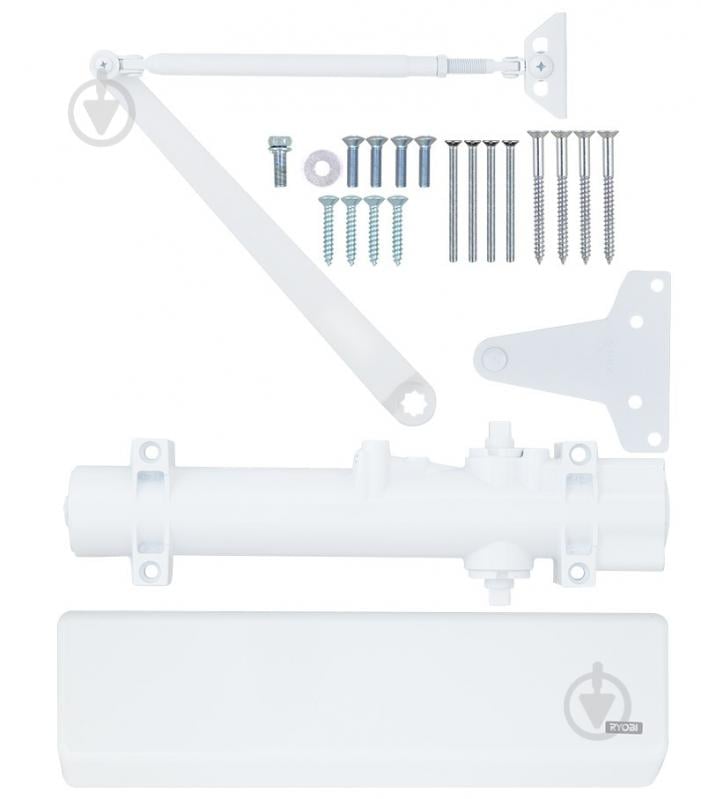 Доводчик дверной RYOBI D-4550 BC/DA UNIV с ветровым тормозом и тормозом закрывания белый 200 кг - фото 8