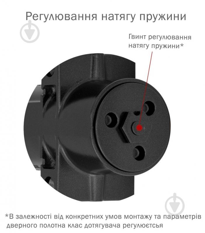 Доводчик дверний RYOBI DS-4550P BC/DA PRL_HO з фіксацією, вітровим гальмом, гальмом закривання чорний 120 кг - фото 2