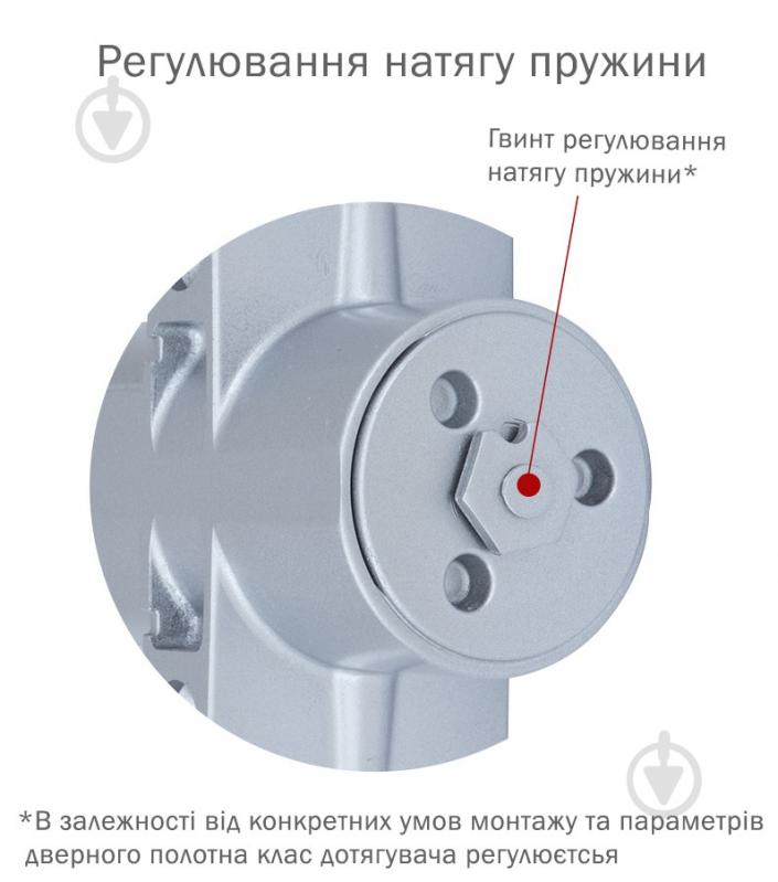 Доводчик дверной RYOBI DS-4550P BC/DA PRL_HO с фиксацией, ветровым тормозом, тормозом закрывания серый 120 кг - фото 4