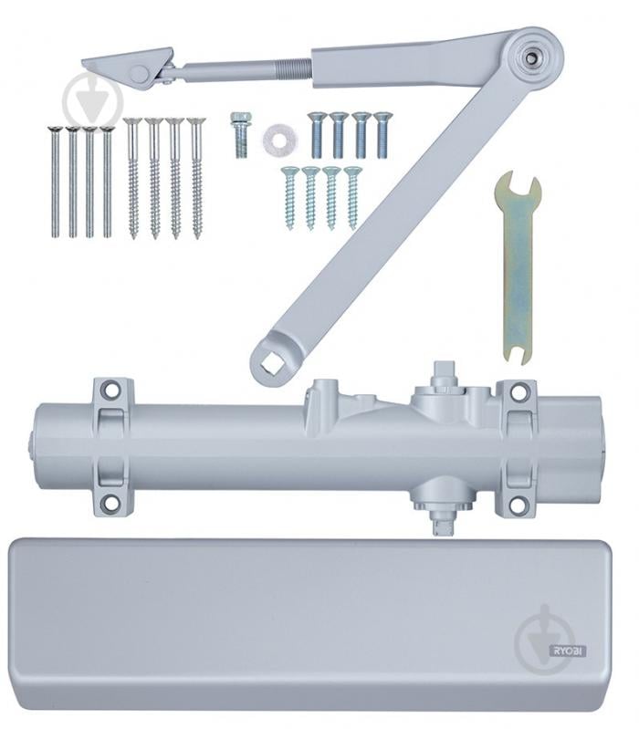 Доводчик дверной RYOBI DS-4550 BC/DA STD_HO с фиксацией, ветровым тормозом, тормозом закрывания серый 200 кг - фото 6