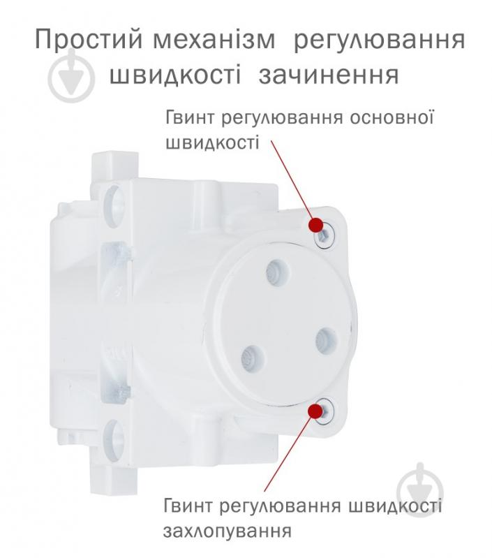 Доводчик дверний RYOBI DS-4550 BC/DA STD_HO з фіксацією, вітровим гальмом, гальмом закривання білий 200 кг - фото 4