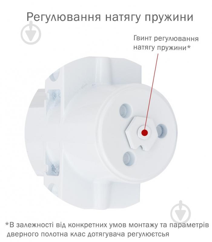 Доводчик дверной RYOBI DS-4550 BC/DA STD_HO с фиксацией, ветровым тормозом, тормозом закрывания белый 200 кг - фото 3