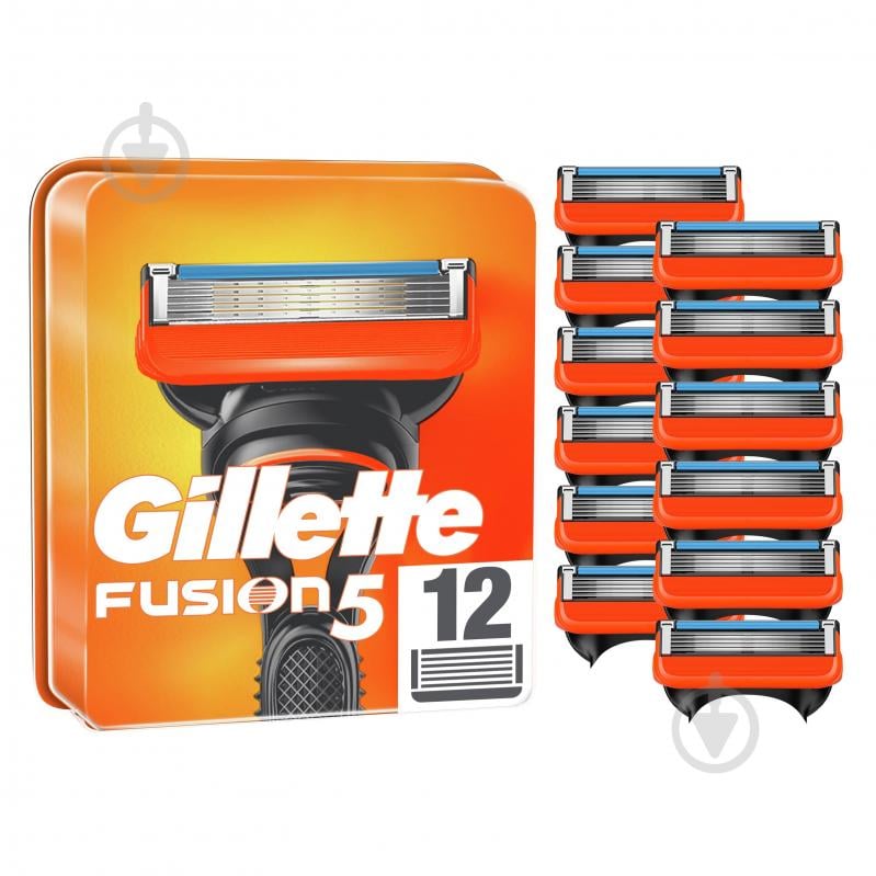 Змінний картридж Gillette Fusion 5 для гоління 12 шт. - фото 1