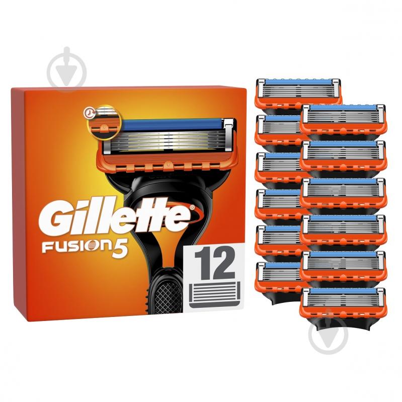 Змінний картридж Gillette Fusion 5 для гоління 12 шт. - фото 1