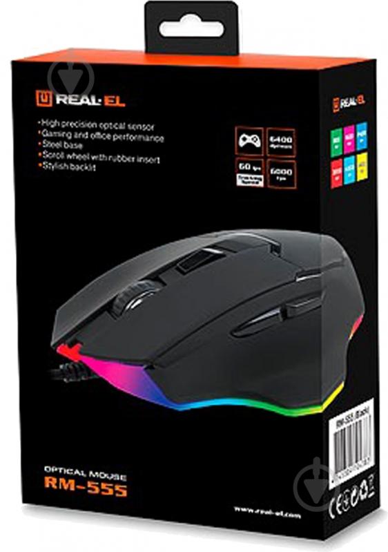 Мышка Real-el RM-555 Black USB (EL123200032) - фото 11 Мышка Real-el RM-555 Black USB (EL123200032) - фото 11
