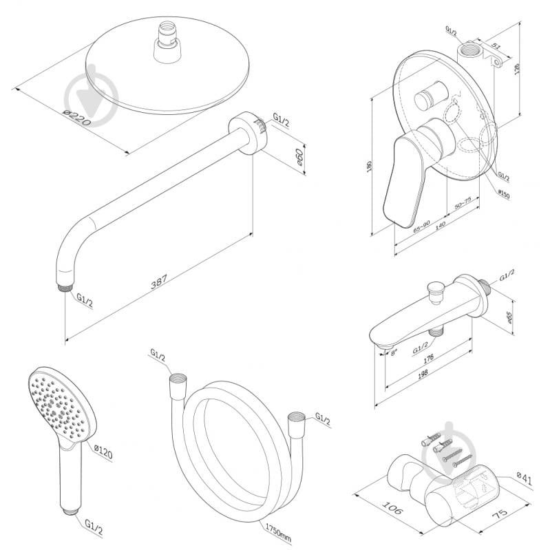 Набір змішувачів для душу AM.PM X-Joy FB85A10020 - фото 4