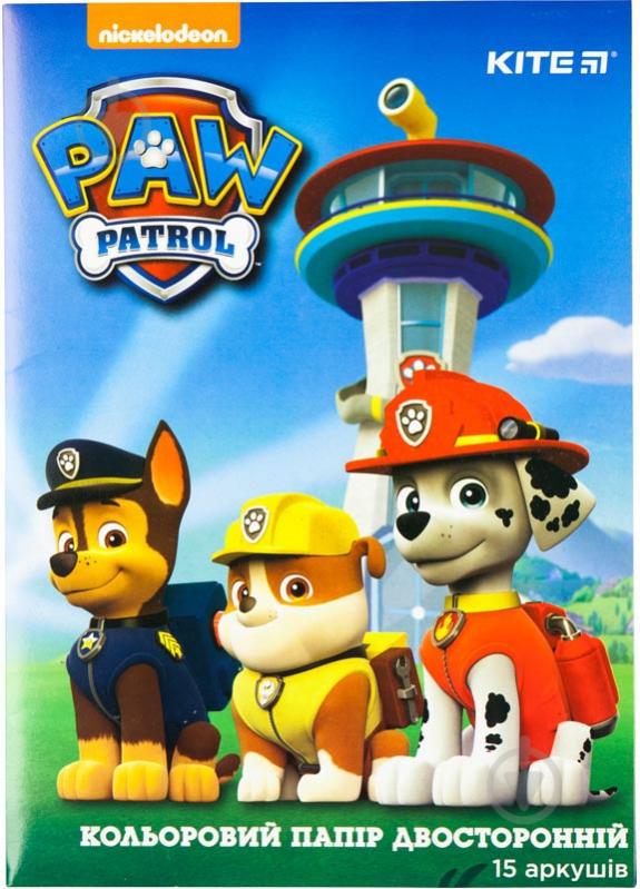 Бумага цветная А4 двусторонняя 15 листов Paw Patrol PAW18-250 KITE - фото 1