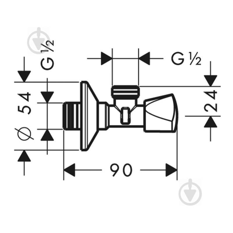 Кран вентильный Hansgrohe 1/2х1/2 13903000 - фото 2