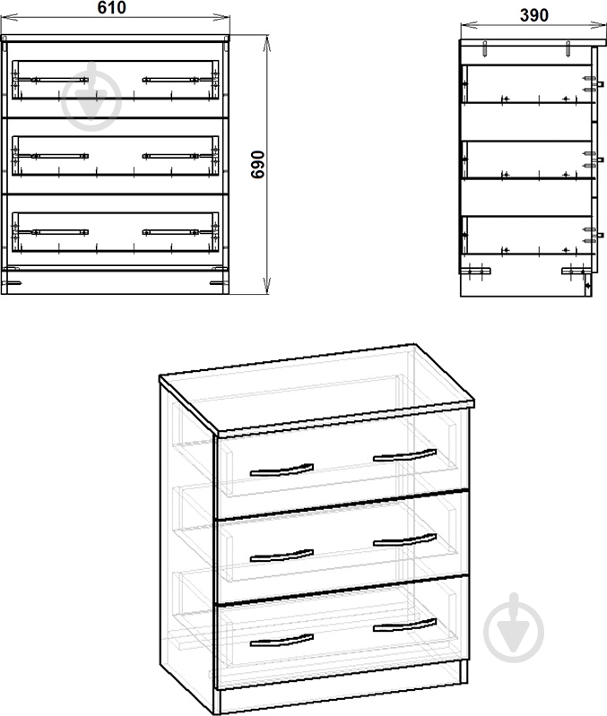 Комод 3А МДФ яблоня - фото 2