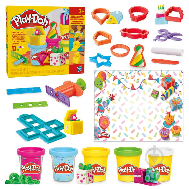 Набір для творчості Play-Doh з масою для ліплення Подарунки для вечірки G0525 - фото 1 Набір для творчості Play-Doh з масою для ліплення Подарунки для вечірки G0525 - фото 1