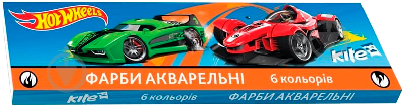 Краска акварель, 6 кольорів, без пензлика, картонна упаковка, Hot Wheels, HW17-040 Hot Wheels - фото 1