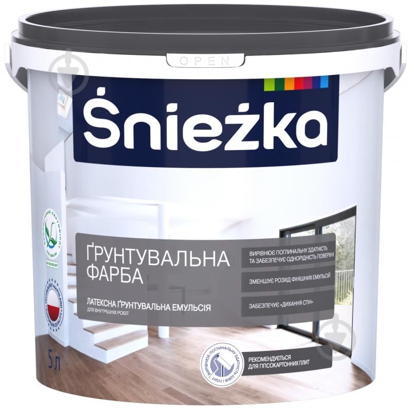 Ґрунтувальна фарба латексна водоемульсійна Sniezka глибокий мат білий 5 л 7 кг - фото 1