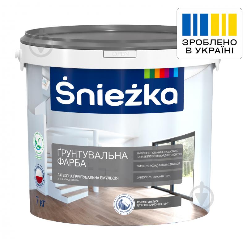 Ґрунтувальна фарба латексна водоемульсійна Sniezka глибокий мат білий 5 л 7 кг - фото 1