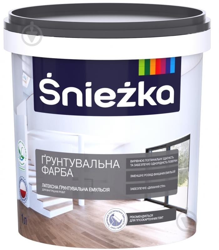 Ґрунтувальна фарба латексна водоемульсійна Sniezka глибокий мат білий 1 л 1,4 кг - фото 1