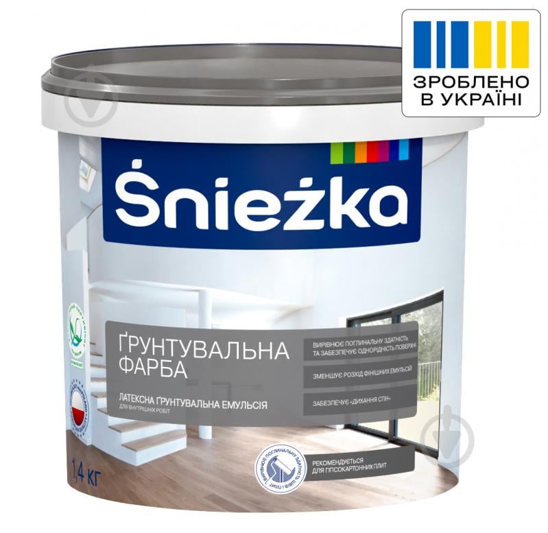 Ґрунтувальна фарба латексна водоемульсійна Sniezka глибокий мат білий 1 л 1,4 кг - фото 1