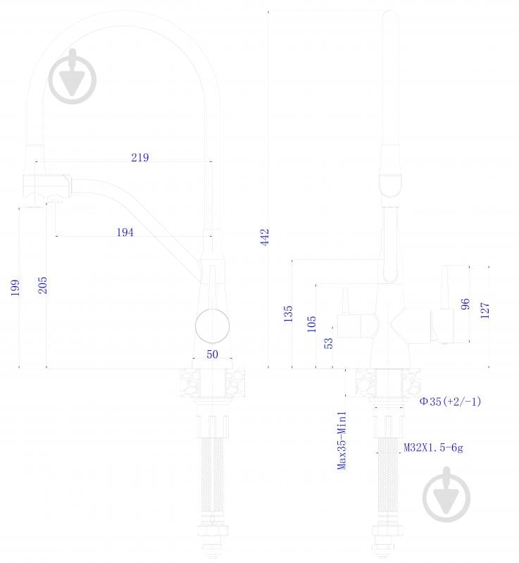 Смеситель для кухни ScandiSPA с гибким изливом и подключением к фильтру нержавеющая сталь - фото 8