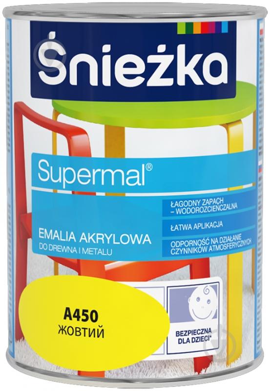 Емаль Sniezka акрилова водорозчинна Supermal жовтий шовковистий глянець 0,8 л - фото 1