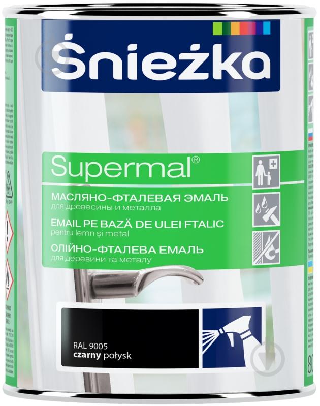 Емаль Sniezka олійно-фталева Supermal чорний глянець 0,8 л - фото 1