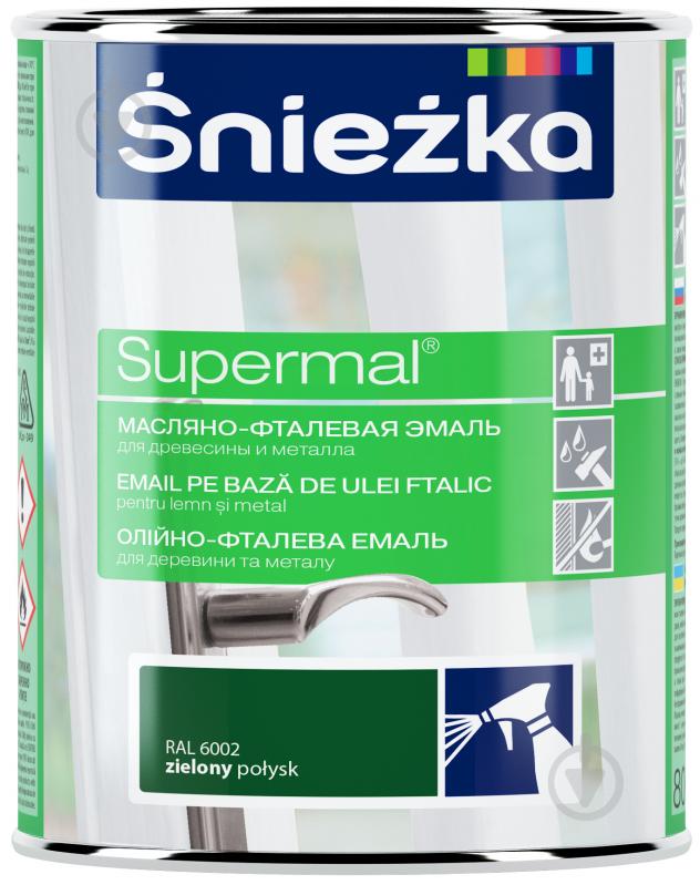 Емаль Sniezka олійно-фталева Supermal зелений глянець 0,8 л - фото 1