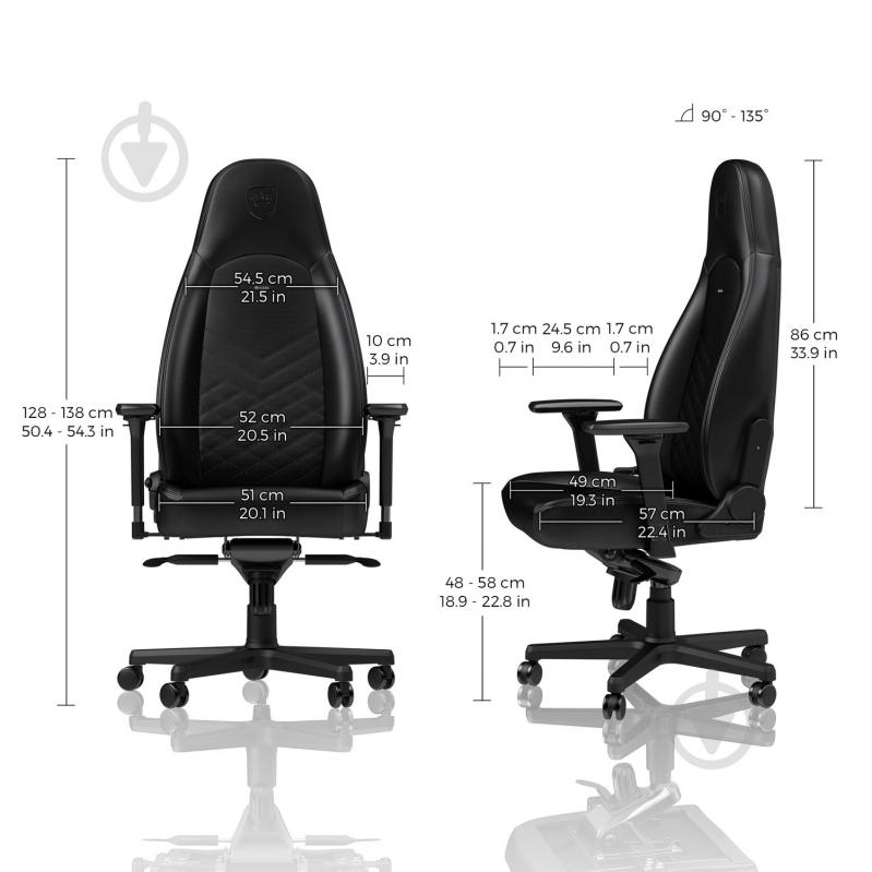 Кресло игровое Noblechairs ICON черный - фото 4