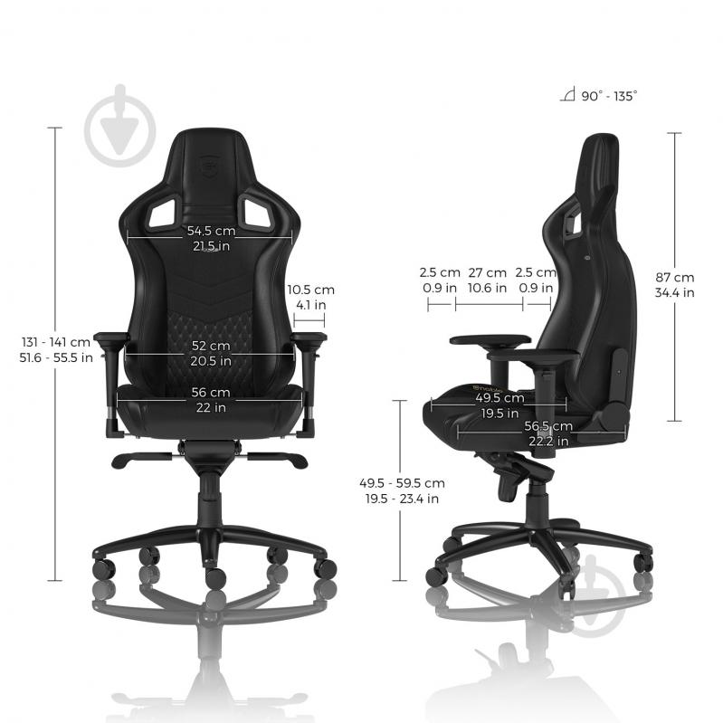 Кресло игровое Noblechairs EPIC Real Leather черный - фото 3