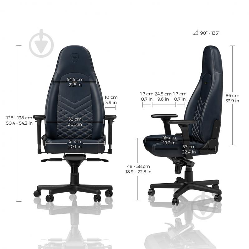 Кресло игровое Noblechairs ICON Real Leather синий - фото 4