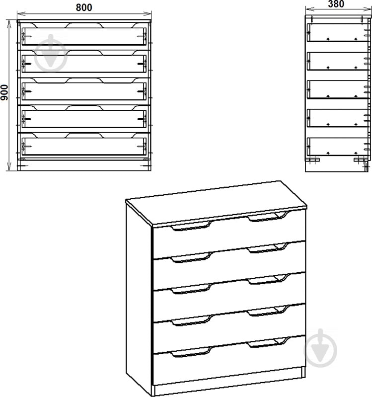 Комод 5М вільха - фото 2