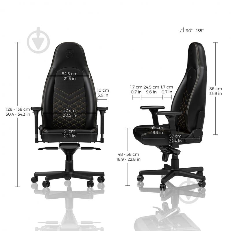 Кресло игровое Noblechairs ICON черно-золотой - фото 4