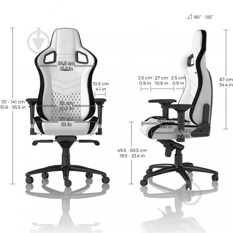 Кресло игровое Noblechairs EPIC черно-белый - фото 4