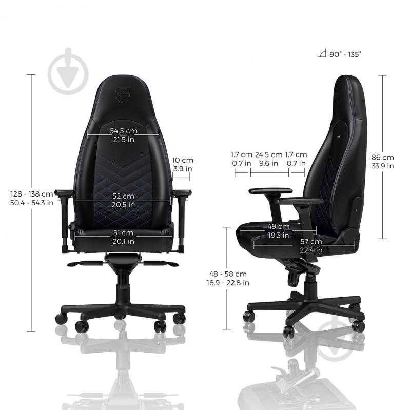 Кресло игровое Noblechairs ICON черно-синий - фото 4