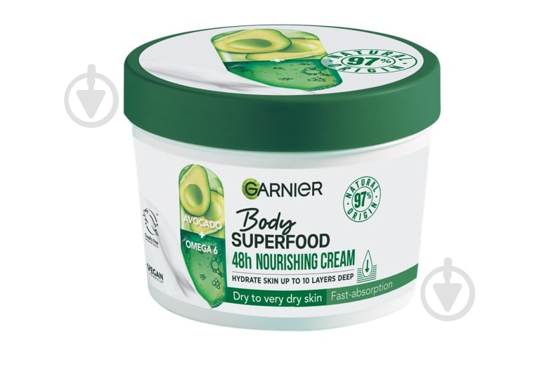 Крем для тіла Garnier Body Superfood Авокадо для сухої та дуже сухої шкіри тіла 380 мл - фото 1