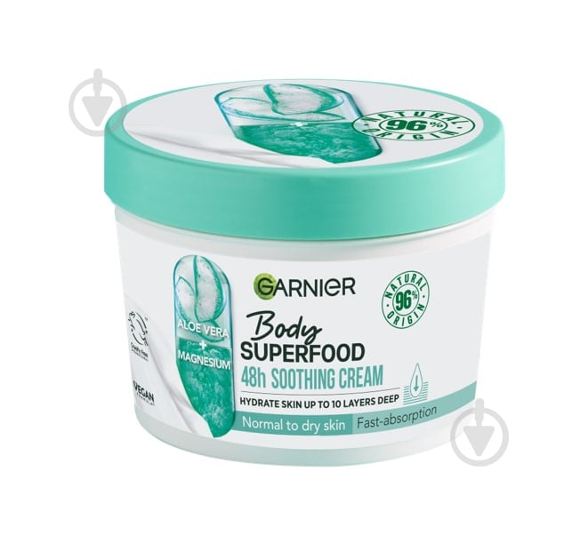 Крем для тела Garnier Body Superfood Алоэ увлажняющий для нормальной и сухой кожи тела 380 мл - фото 1