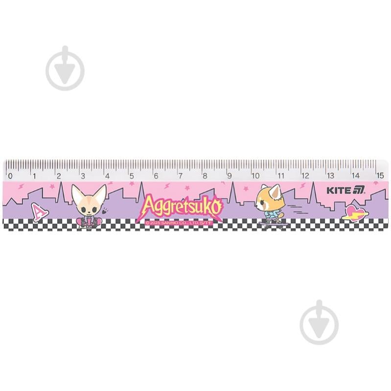 Линейка пластиковая 15 см Aggretsuko KITE - фото 1