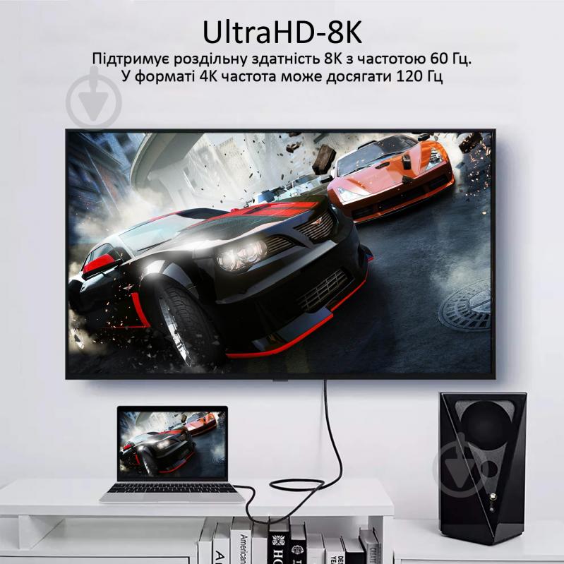 Кабель Promate ProLink8K-200 HDMI 2.1 UltraHD-8K HDR eARC 2 м черный (prolink8K-200.black) - фото 2 Кабель Promate ProLink8K-200 HDMI 2.1 UltraHD-8K HDR eARC 2 м черный (prolink8K-200.black) - фото 2