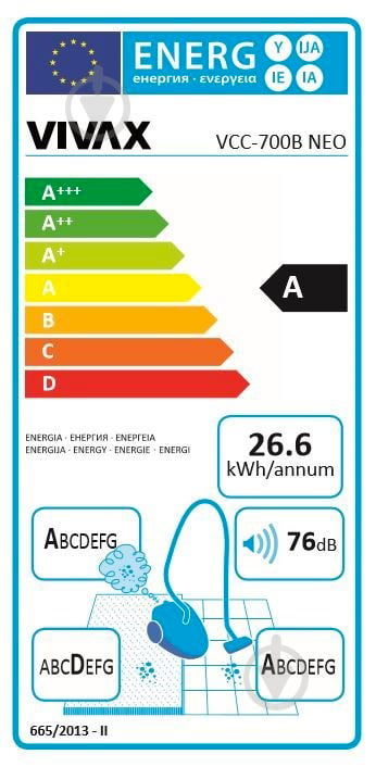 Пилосос Vivax VCC-700BNeo black/blue - фото 3