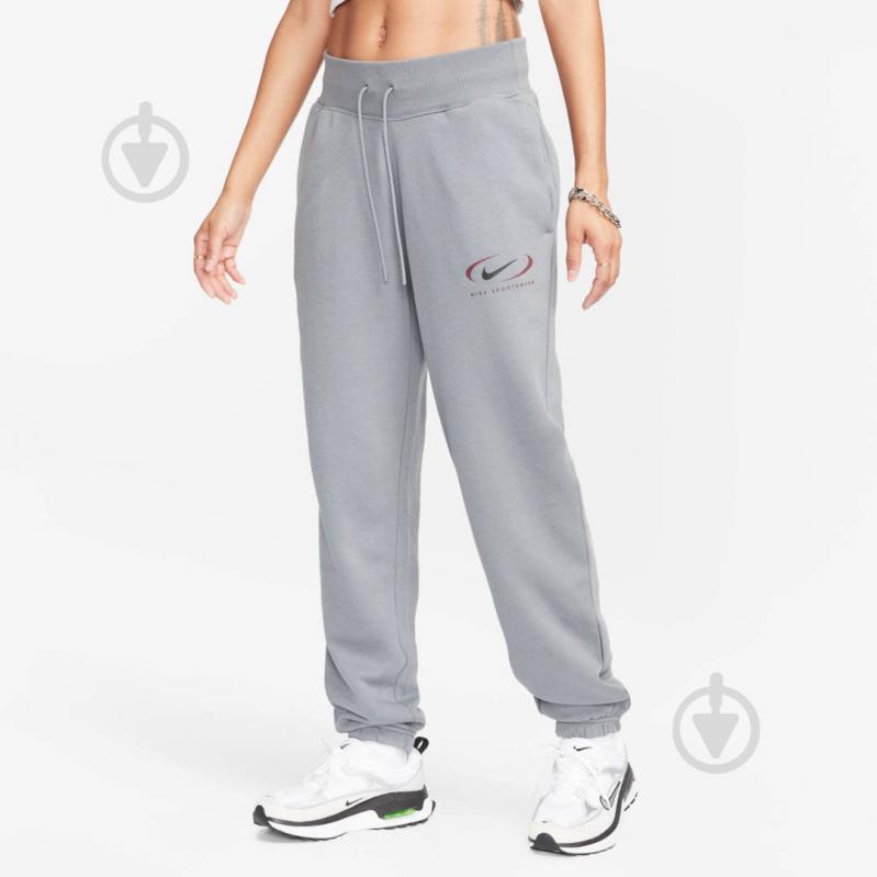 Брюки Nike W NSW PHNX FLC HR OS PANT PRNT FN7716-084 р. XL серый - фото 1