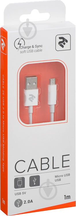 Кабель 2E USB – microUSB 1 м білий (2E-CCMAB-WT) - фото 3