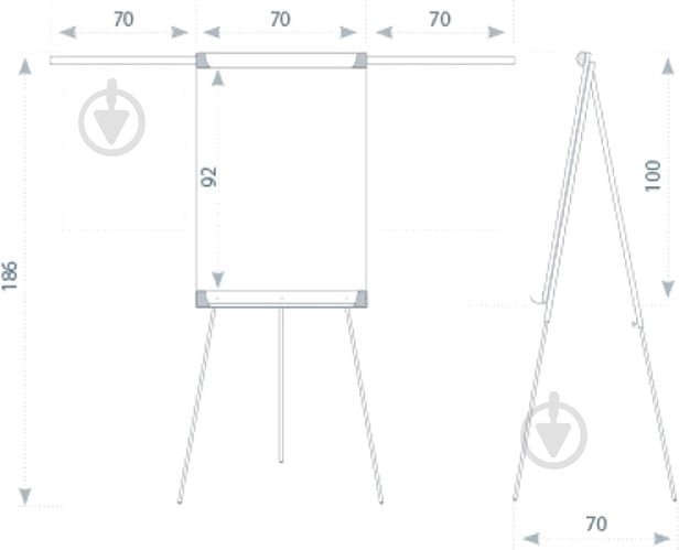 Фліпчарт 2х3 Eurochart 100х70 см із додатковими планками TF04 - фото 2