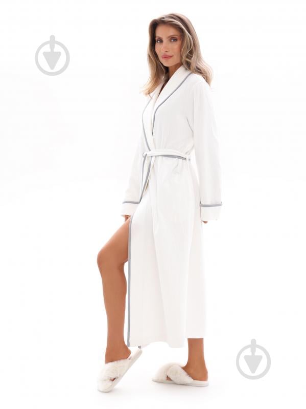 Халат женский German Volf с серым кантом р. M белый 25080 - фото 2 Халат женский German Volf с серым кантом р. M белый 25080 - фото 2