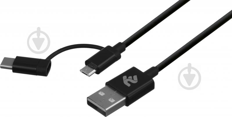 Кабель 2E USB – microUSB + USB Type C 1 м черный (2E-CCMTAB-BL) 2 in 1 - фото 2